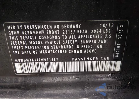 2014 Volkswagen Golf 2.0L Tdi from USA, damaged, VIN WVWDM7AJ4EW011657